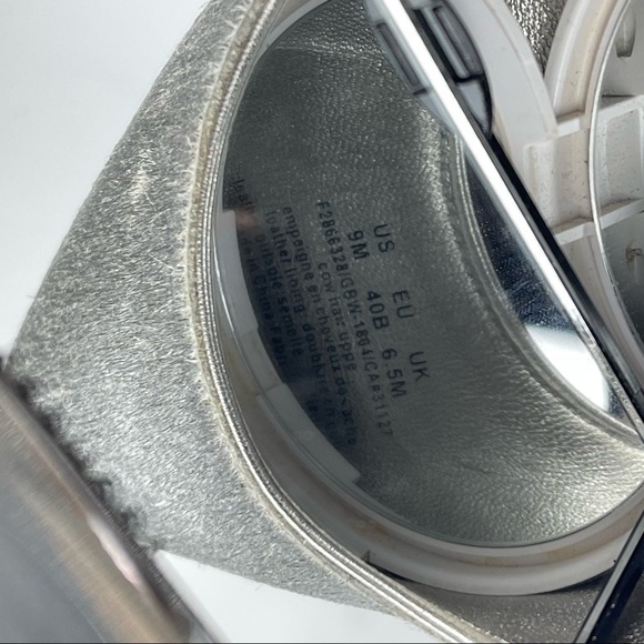 DONNA KARAN NY CRISS SILVER METALLIC PONY HAIR POINTED TOE BLOCK HEEL PUMPS - Picture 15 of 15